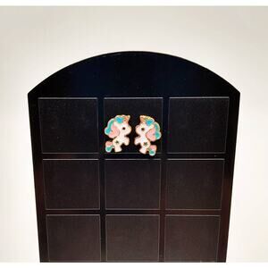 Cute Unicorn Stud Earrings Blue Pink White 10mm Stainless Steel